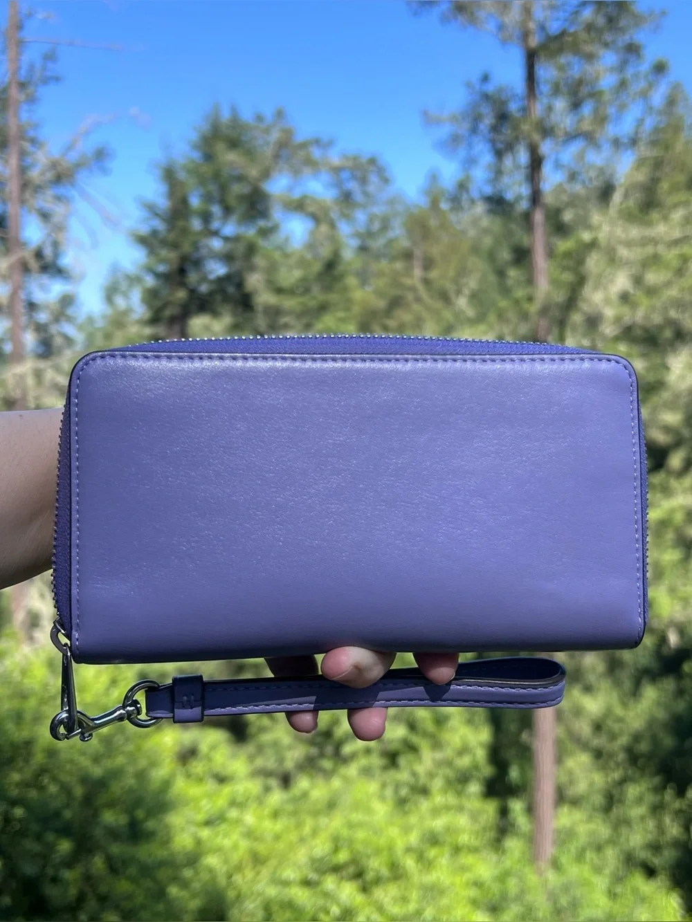 COACH Long Zip-Around Wallet Purple Smooth Leather w Silver Hardware AUTHENTIC